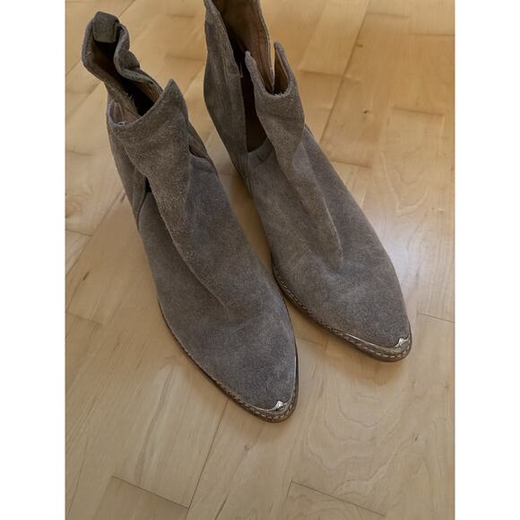 Jeffrey Campbell Cromwell Taupe Cut Out Suede Pointed Toe Boots Western 11 - Picture 2 of 5